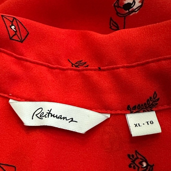 Reitman’s XL Red Button-Up Blouse with Floral Print - Picture 7 of 8